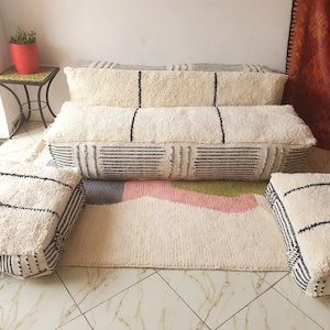 stuffed Moroccan sofa ,Moroccan Floor sofa , Moroccan floor couch , set of floor sofa pillows Beni Ourain pouf , floor pillows ,floor pouf