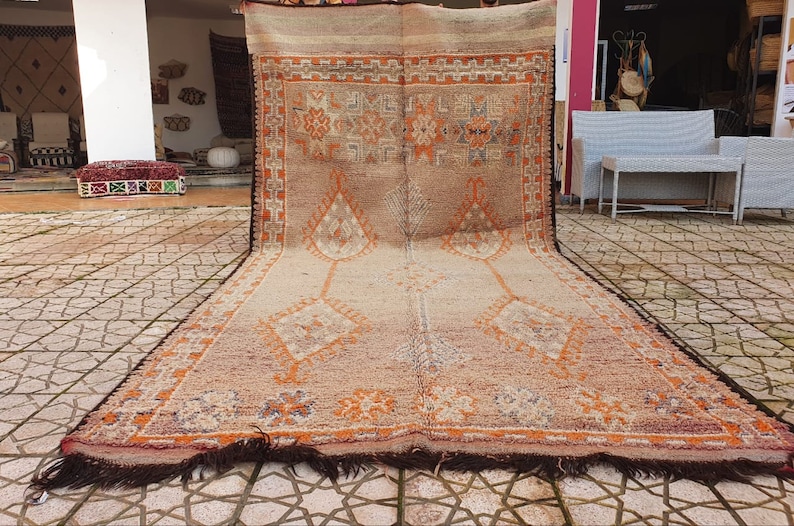 Vintage Moroccan Rug pirple Rare Large Boujad Carpet Wool Low Pile Rug Rustic Country House Floor Decoration image 10