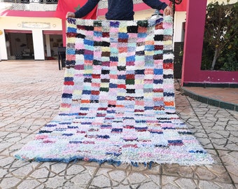 Moroccan Boucherouite ,  azilal rug , carpet , boucherouite rugs , 4 x 6.4 Feet