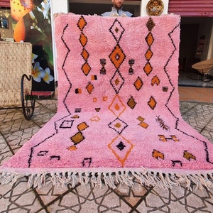 Genuine pink Moroccan Beni Ourain rug Carpet Soft Shag Artistic Oriental checker moroccan rug