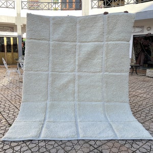 Moroccan White rug Beni Ourain rug handmade 100% wool rug , area rugs , carpet ,white beni ourain , tufted rug