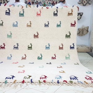 Authentic Moroccan rug Beni Ourain rug handmade 100% wool rug ,  large size, area rugs ,  azilal rug , carpet , floor rugs , 8,2 x 6,5 feet