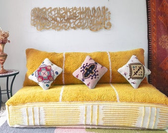 multicolor Gold Moroccan Floor couch  , Moroccan long floor pouf , set of floor sofa  , floor pillows ,  moroccan sofa ( cover )
