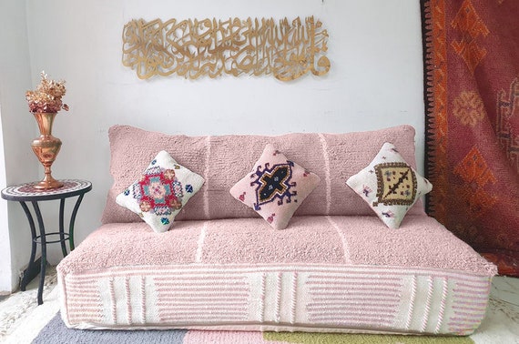 Pink Moroccan Floor Couch Moroccan Floor Pouf Set of Floor Sofa Pillows Beni Ourain Pouf Green Couch Floor Pillows Floor Pouf Etsy Canada