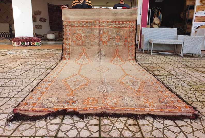 Vintage Moroccan Rug pirple Rare Large Boujad Carpet Wool Low Pile Rug Rustic Country House Floor Decoration image 1