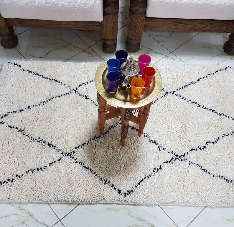 Moroccan Rug Beni Ourain Rug Handmade 100 Wool Rug , Area Rugs