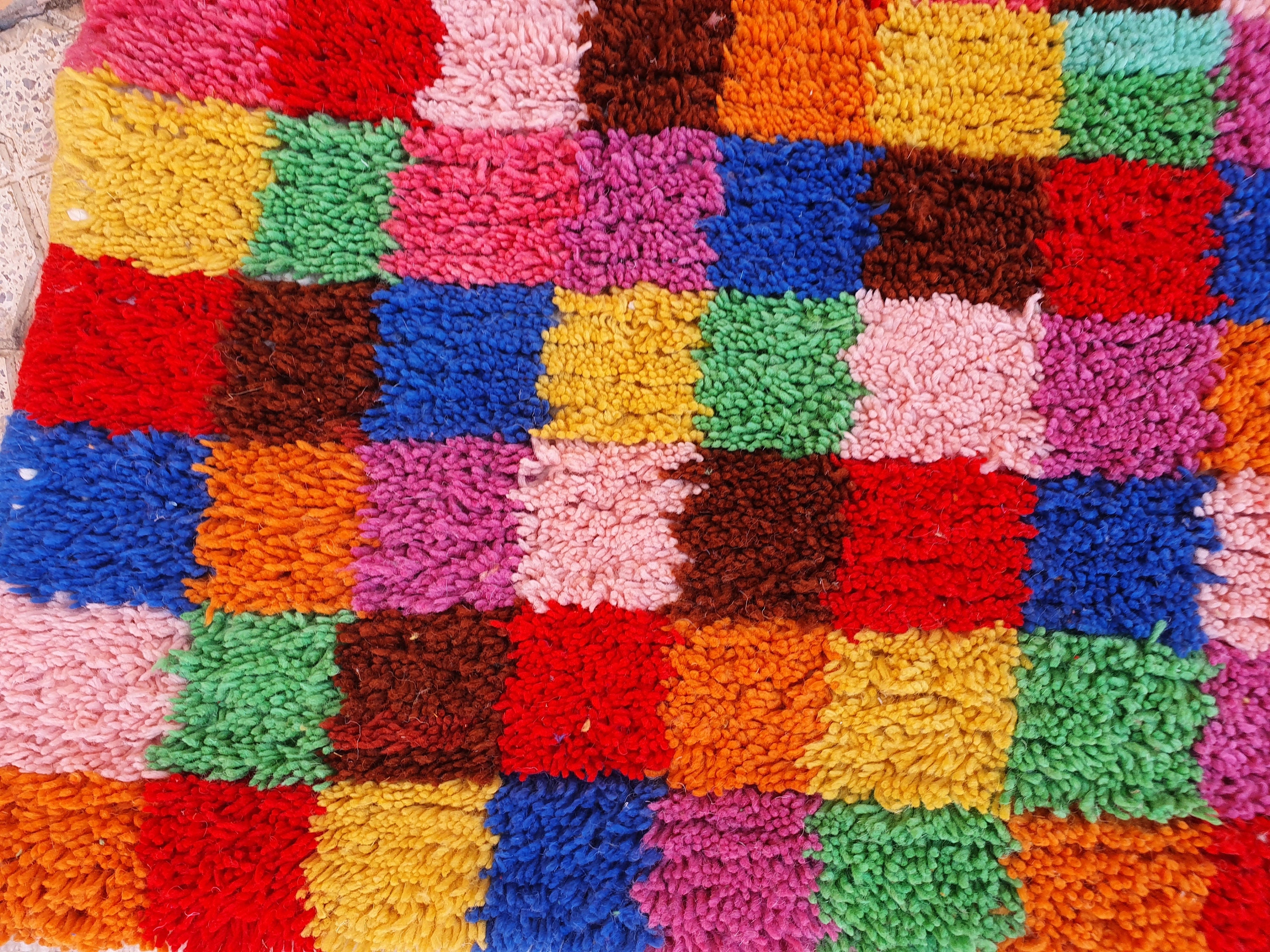 Checkered Moroccan Colourful Rug Wool Hand Woven Genuine - Etsy