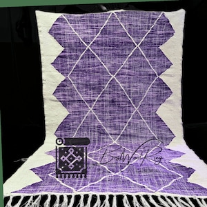 Moroccan PURPLE Flat rug Moroccan kilim Rug in Vibrant purple and White rug - High-Quality Wool, checkered rug, Moroccan rug