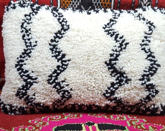 Moroccan Beni Ourain pillow handmade  pouf  cushion pillows wool covers coussin marocain