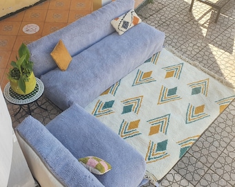 Moroccan sofa Moroccan Floor couch , Moroccan floor long couch , set of floor couch Beni Ourain pouf , floor pouf arabic sofa