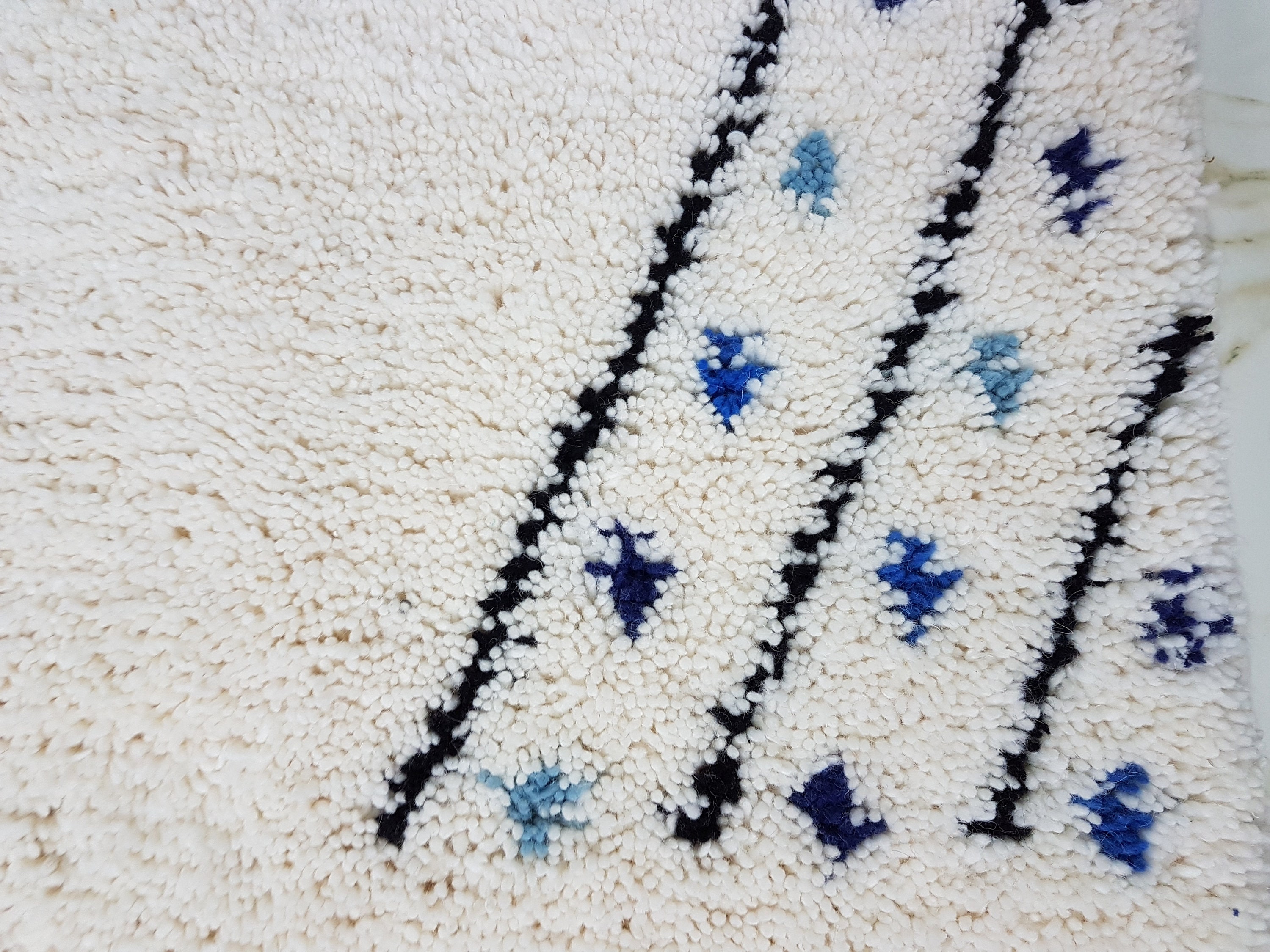 Blue Moroccan Rug Beni Ourain Rug Handmade 100 Wool Rug Etsy