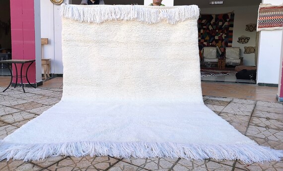 White Moroccan rug Beni Ourain rug  handmade Moroccan Rug100% wool rug , white moroccan rug tufted rug