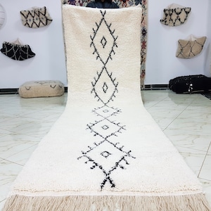 Moroccan runner rug ,Beni Ourain rug Hallway rug , runner rug, hallway , 100% runner wool rug , beni ourain runner 10,4 / 3,2 feet