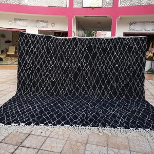 Custom Beni Ourain Rug Black Moroccan rug handmade Moroccan Rug 100% wool rug
