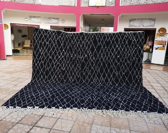 Custom Beni Ourain Rug Black Moroccan rug handmade Moroccan Rug 100% wool rug
