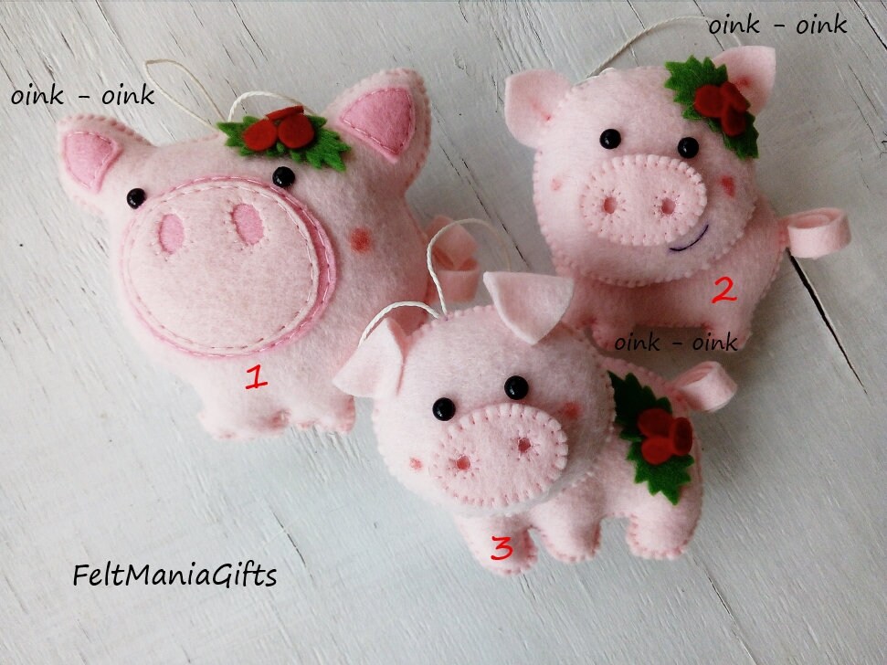 Felt Pig Christmas Decoration Christmas Felt Ornament Pig Etsy