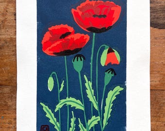 Botanische linosnede: Klaproos