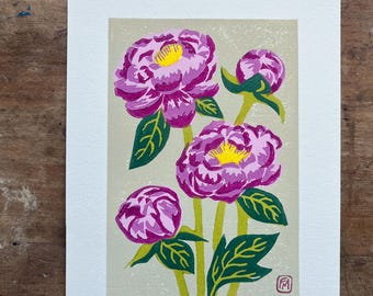 Linoleografia botanica: PEONIE