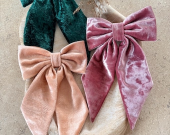 Large Velvet Bow Hair Clips