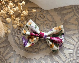 Floral Fabric Bow Hair Clip | Handmade  Cotton Flower Accessory