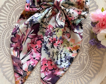 Large Floral Double Bow Long Tailed Hair Clip