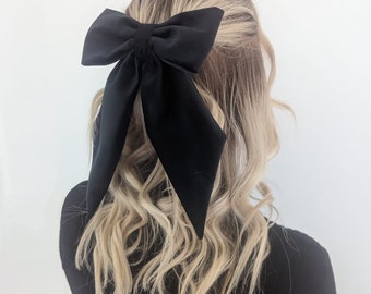 Large Black Velvet Bow Hair Clip