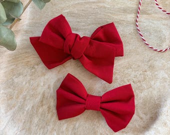 Red School Bow Hair Clip | Hand Tied Or Traditional Bow