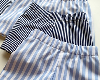 Blue & White Striped Shorts - Unisex Shorts - Boys Shorts - Girls Shorts