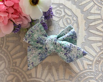 Handmade Blue Floral Bow Hair Clip