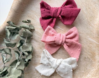 Swiss Dot Cotton Hand-tied Bow Hair Clip
