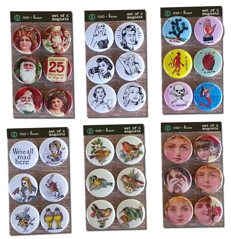 Alice Art Print Magnet Gift under 20 Tea Party Print Alice in Wonderland Magnet Set Hookah Cheshire Cat Magnet