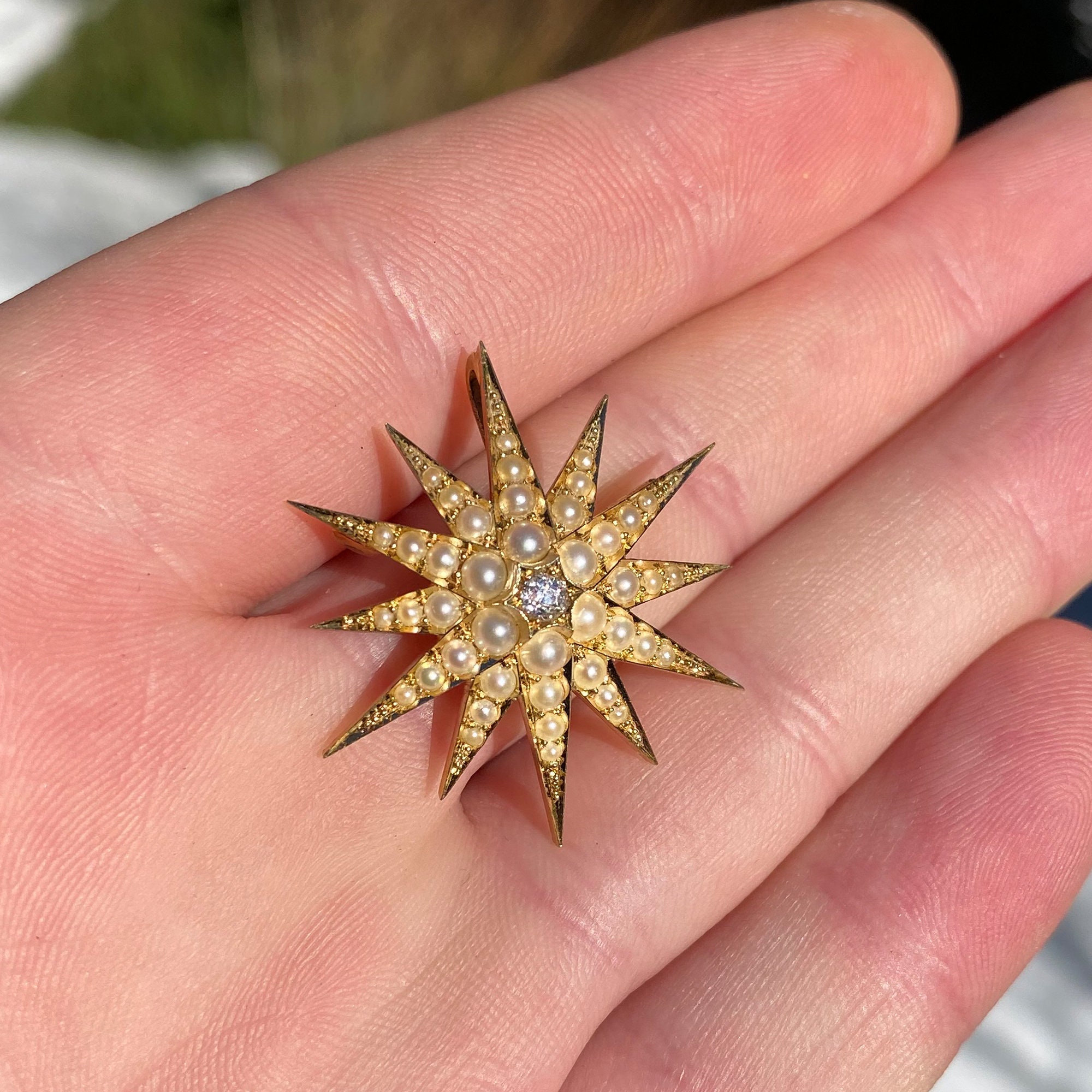 Broche de estrella de oro victoriano de 18 Etsy