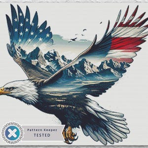 Amerikanischer Adler Kreuzstichmuster Digitales PDF-Kompatibel mit der Pattern keeper App. Sofortiger Download Druckbare PDF-Datei