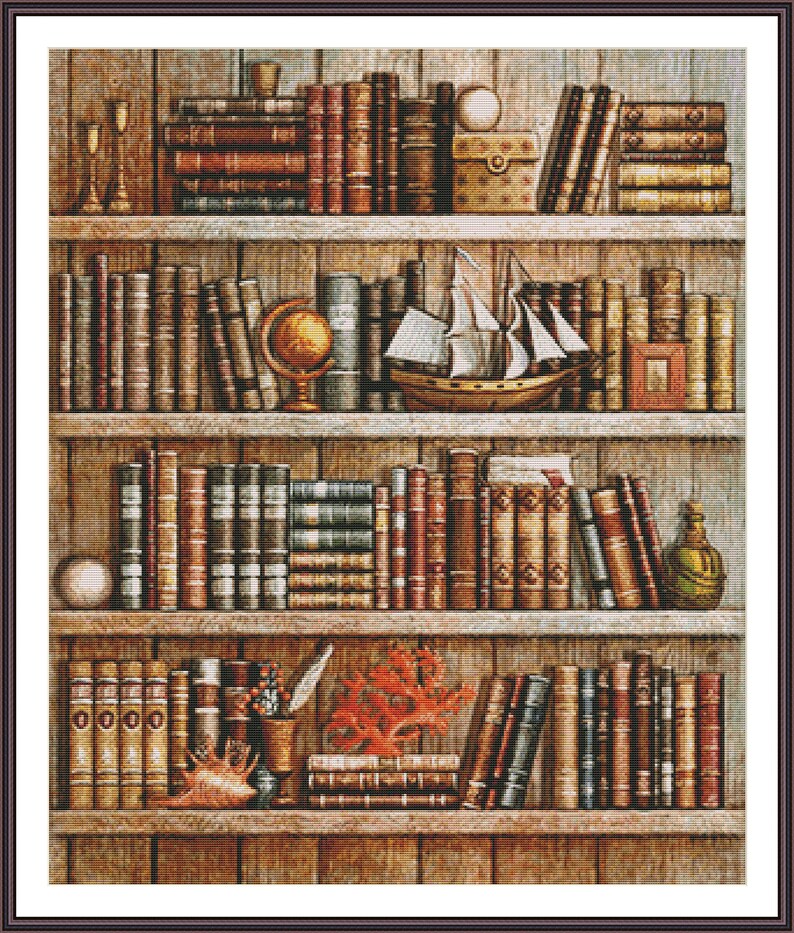Book Cross Stitch Pattern Bookcase Cross Stitch Office Cross Etsy