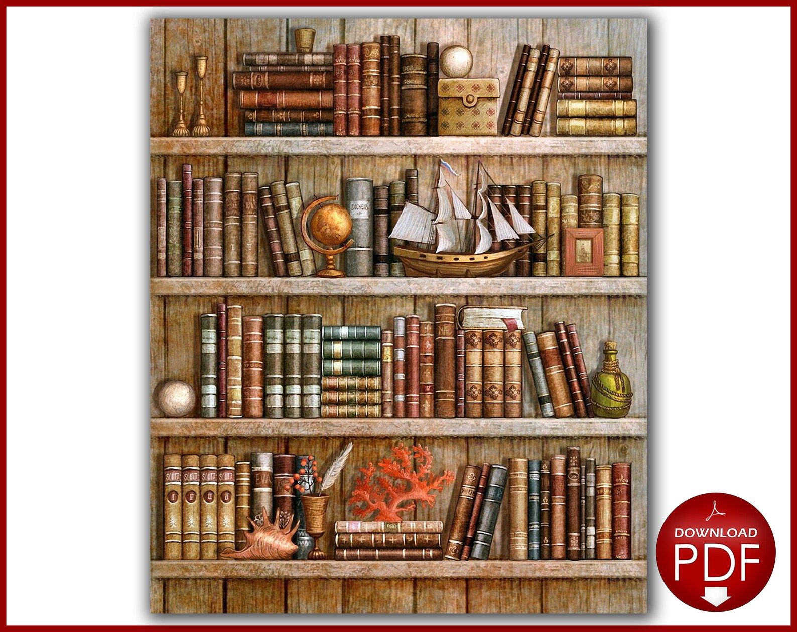 Book Cross Stitch Pattern Bookcase Cross Stitch Office Cross Etsy