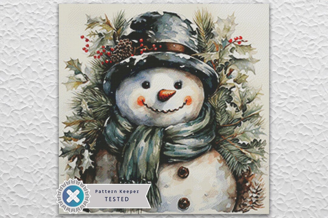 Christmas Snowman Full Coverage Counted Cross Stitch Pattern Digital ...