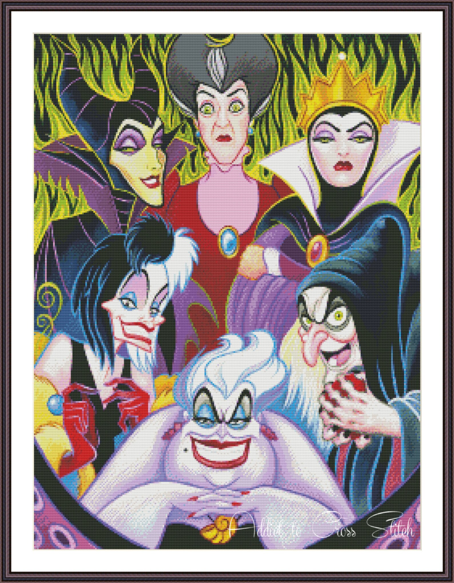 Disney Female Villains Cross Stitch Pattern Large Cross Etsy