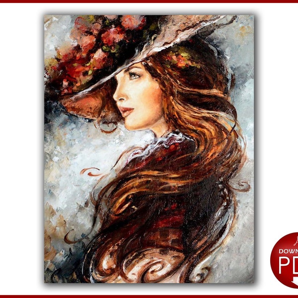 Vrouw Cross Stitch Patroon DMC Cross Stitch Chart Naaldpuntpatroon Schilderij Stitch Borduurschema Afdrukbare PDF Instant Download