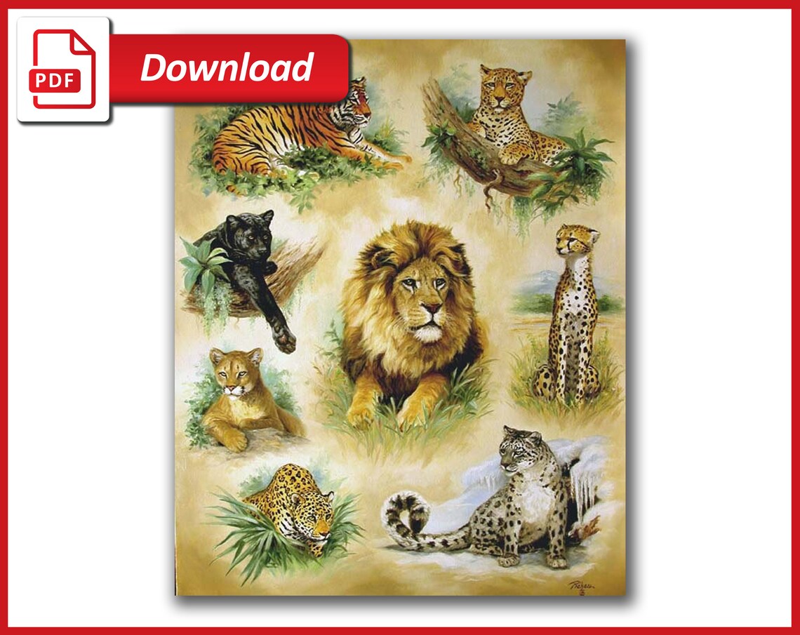 Cat cross stitch  Cross stitch pattern  Lion pantera image 0