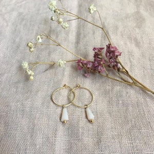 Earrings &#39;Lily of the Valley&#39; gold-plated, glass beads, minimalist fine