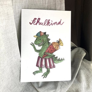 Postkarte 'Schulkind' Naturpapier, Nachhaltiges Papier, Illustration, Handlettering