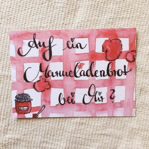 Postkarte 'Marmeladenbrot' Recyclingpapier, Naturpapier, Illustration, Handlettering