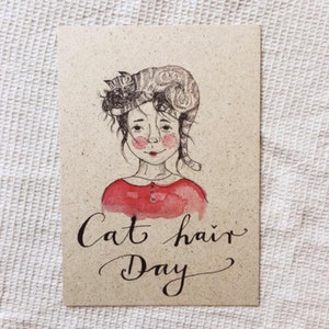 ポストカード「猫の毛の日」草紙ナチュラル紙