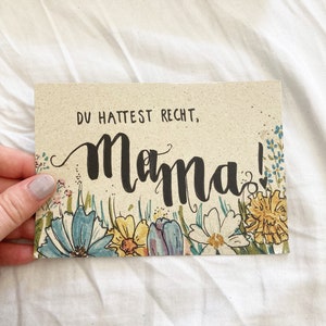 Postkarte 'Du hattest recht, Mama' Graspapier Naturpapier