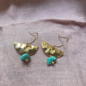 Earrings &#39;Golden Turquoise&#39; Turquoise gold Moon