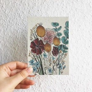 Postkarte 'Blumenstrauß' Graspapier Naturpapier