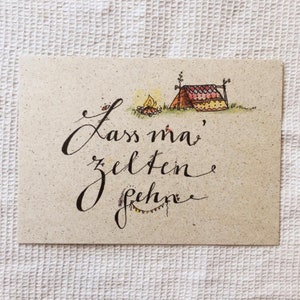Postkarte 'Zelten' Graspapier Naturpapier