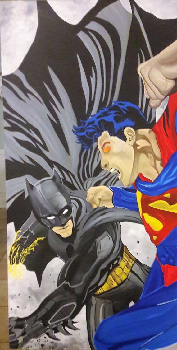 Dc Comic Superhelden Fledermaus Mann Vs Superman Original Etsy