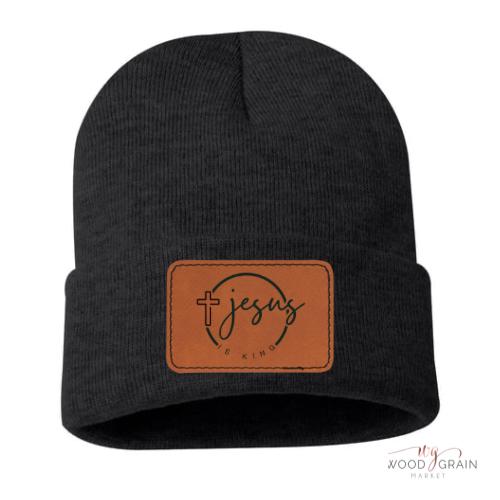 Testament Logo Beanie For Men - Black Stretch Knit Cap, Discharge Print, One Size Fits Most - View #9
