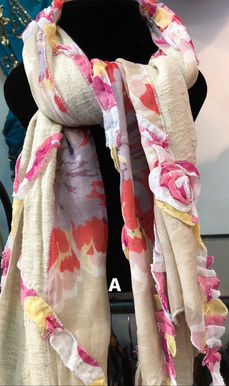 Cotton Scarf with stamped appliques